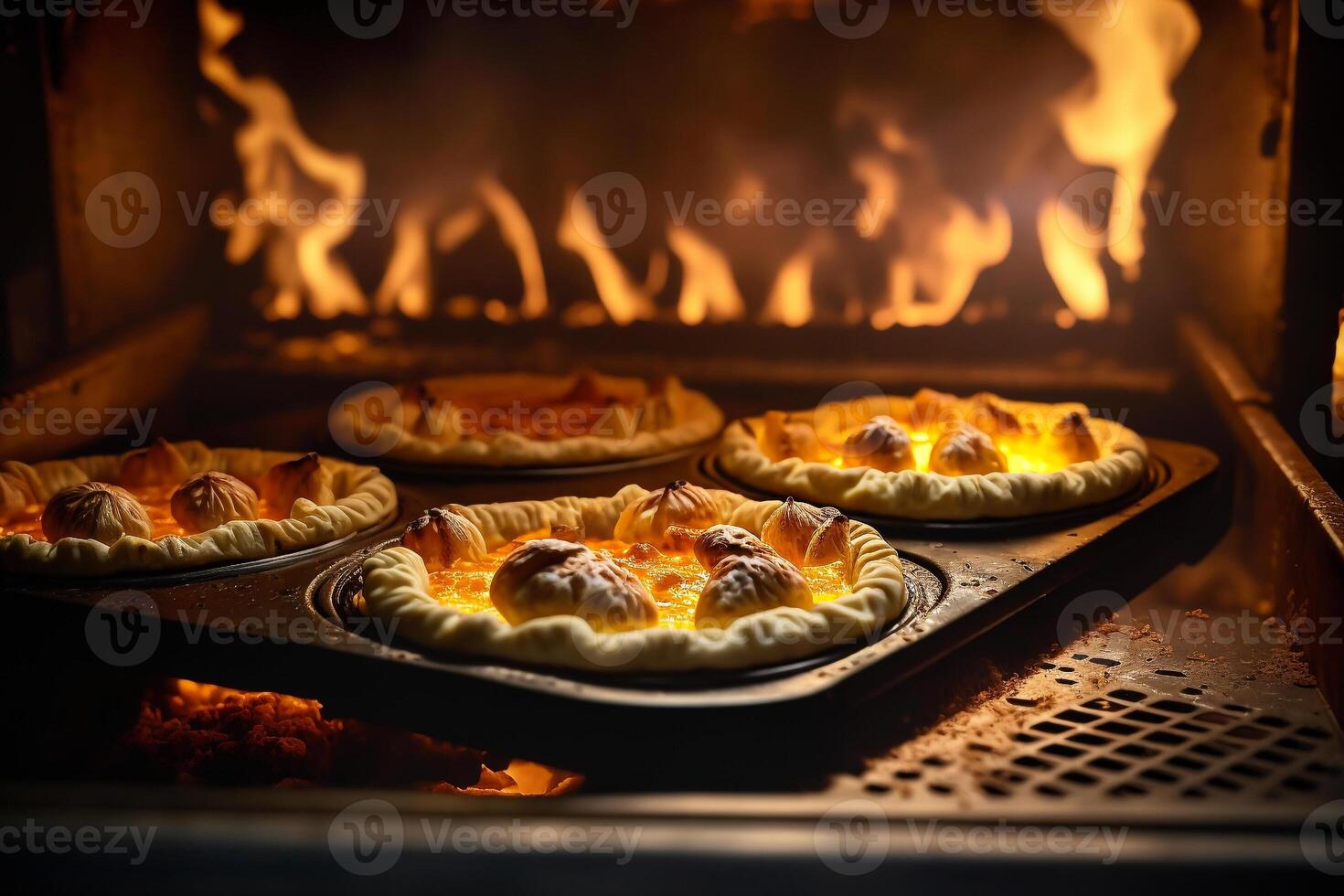 frisch gebacken Kuchen im das Ofen auf Backen Blatt Illustration generativ ai foto