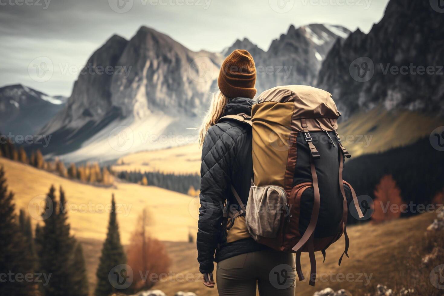 aktiv Lebensstil Wandern im das Berge Illustration generativ ai foto