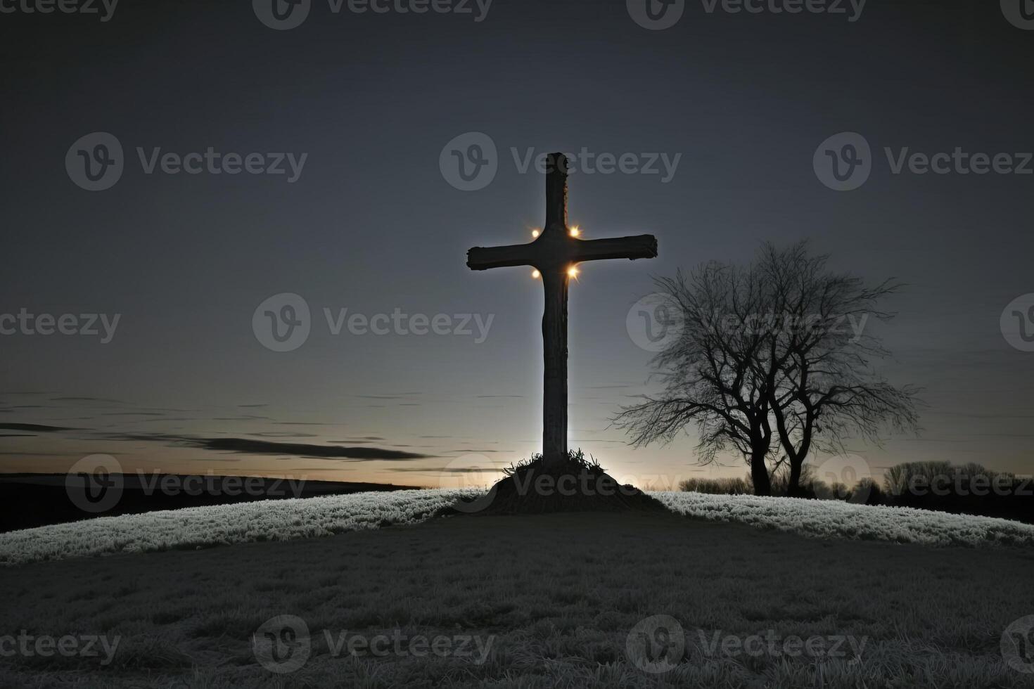Kreuz im das Mitte von das Wald. Christentum Konzept. generativ ai foto