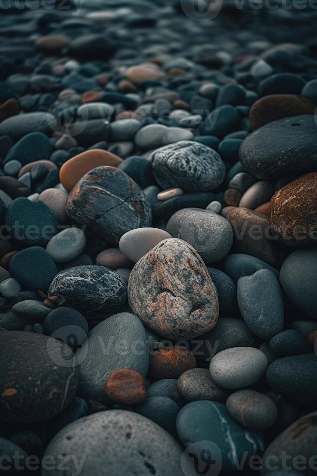 Kieselstein Steine auf das Strand - - Sanft Fokus mit Jahrgang Filter foto