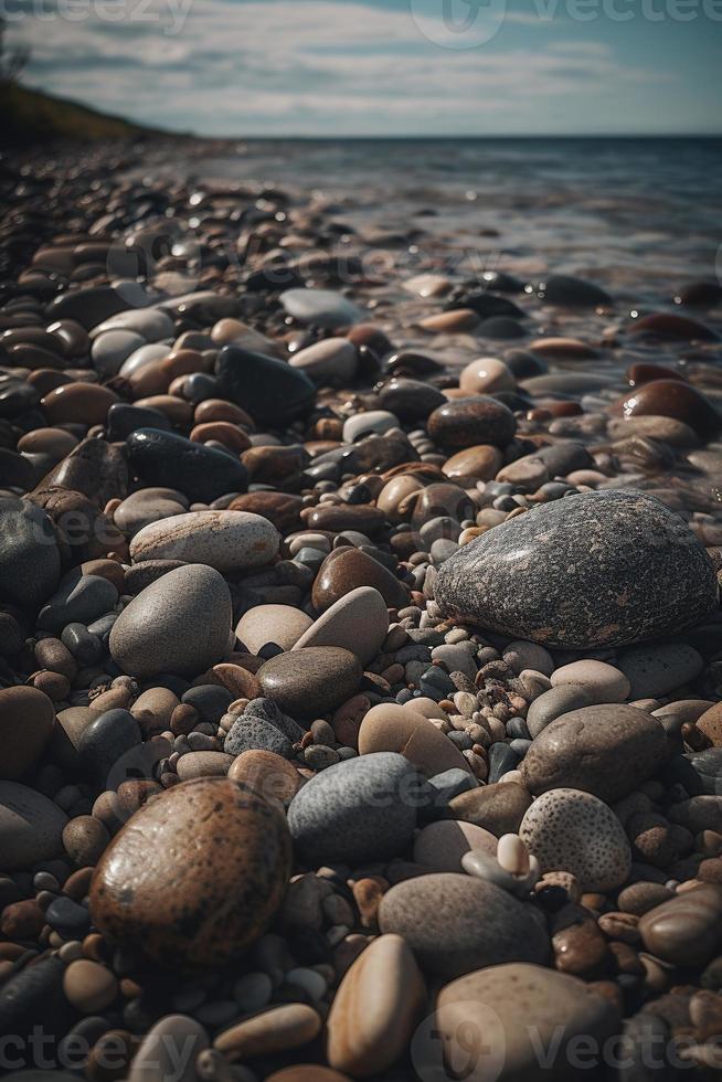 Kieselstein Steine auf das Strand - - Sanft Fokus mit Jahrgang Filter foto