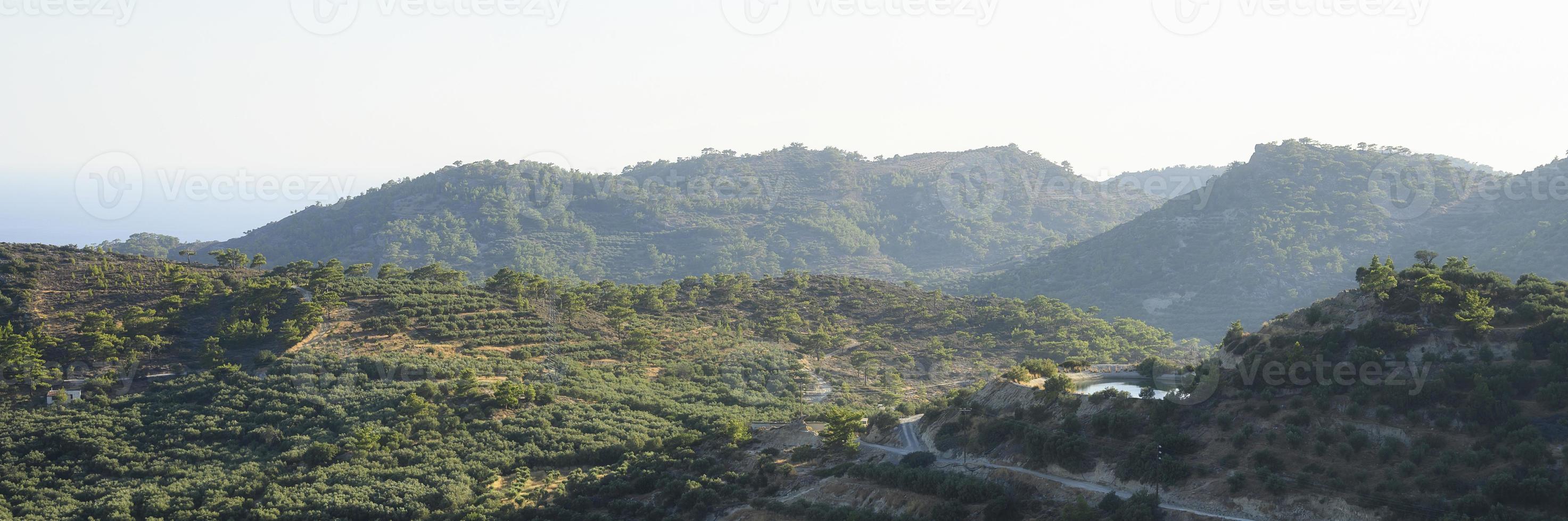 Landschaft eines Berggebietes mit Olivenbaumplantagen foto