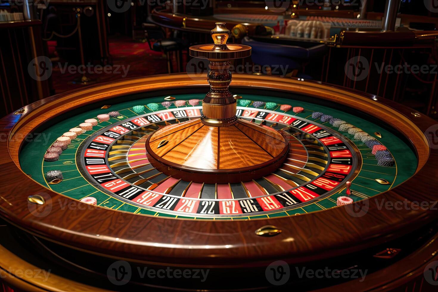 Kasino Roulette schließen hoch. Roulette Rad. Glücksspiel Sucht. erstellt mit generativ ai foto