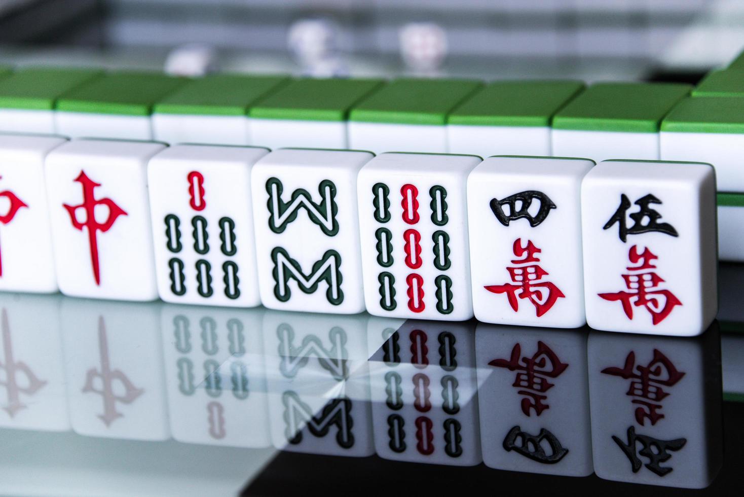 Harbin, China - - dez 30, 2018-Mahjong ist das uralt asiatisch Tafel Spiel. foto