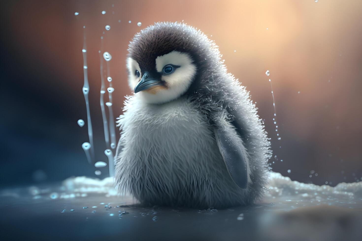 Süß Schmeichelnder Pinguin, Der Geschenke in Den Händen Hält. Ai