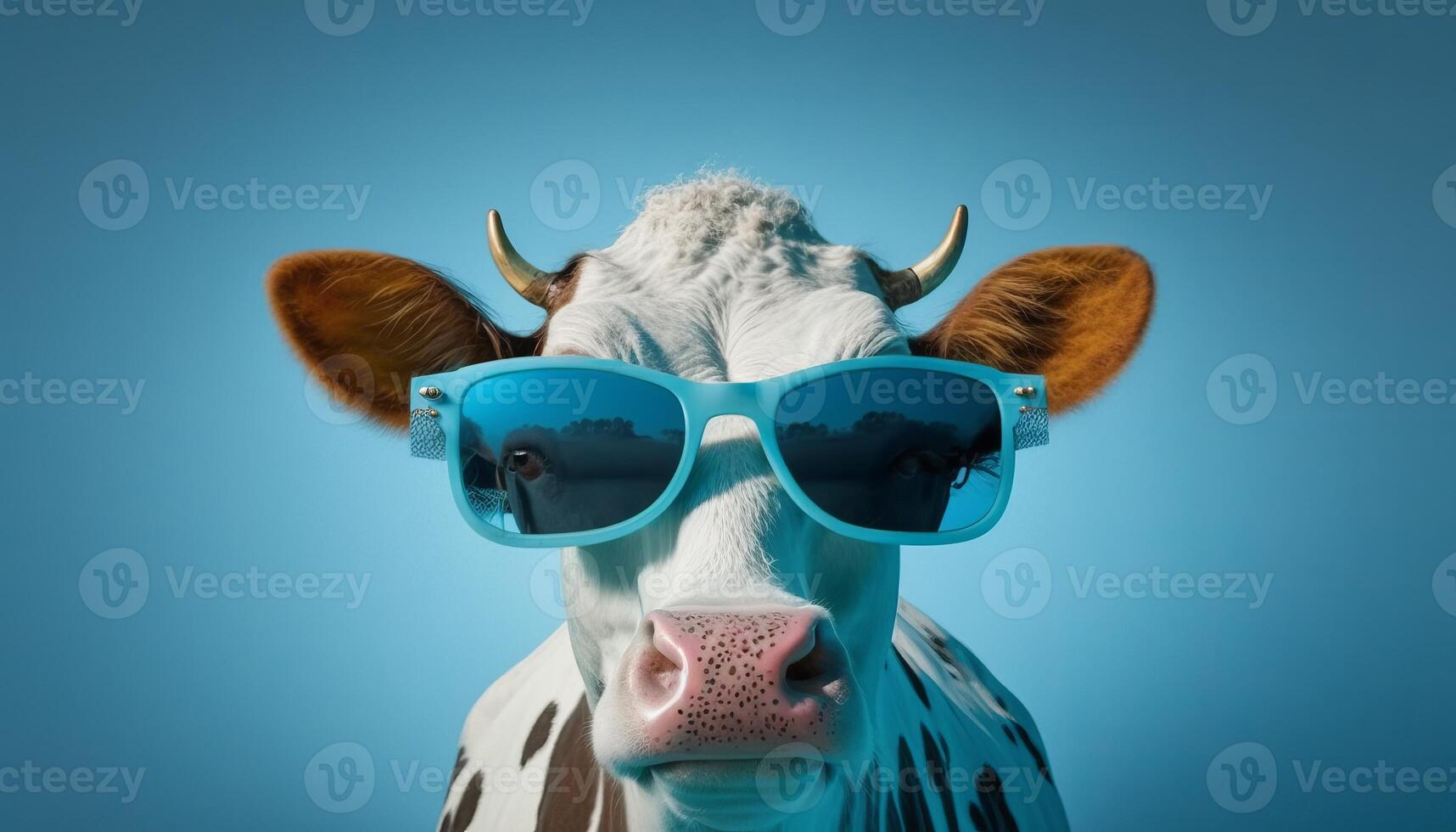 komisch Kuh mit Sonnenbrille Bild generativ ai foto