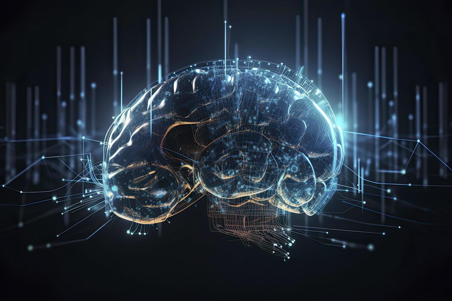 künstlich Intelligenz Digital Konzept mit abstrakt Gehirne foto