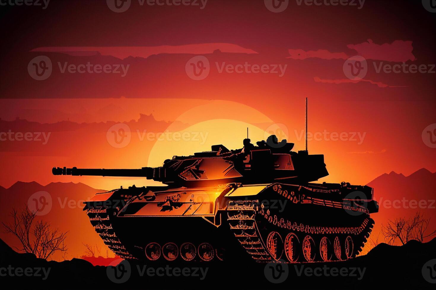 Silhouette Illustration von ein schwer Artillerie foto