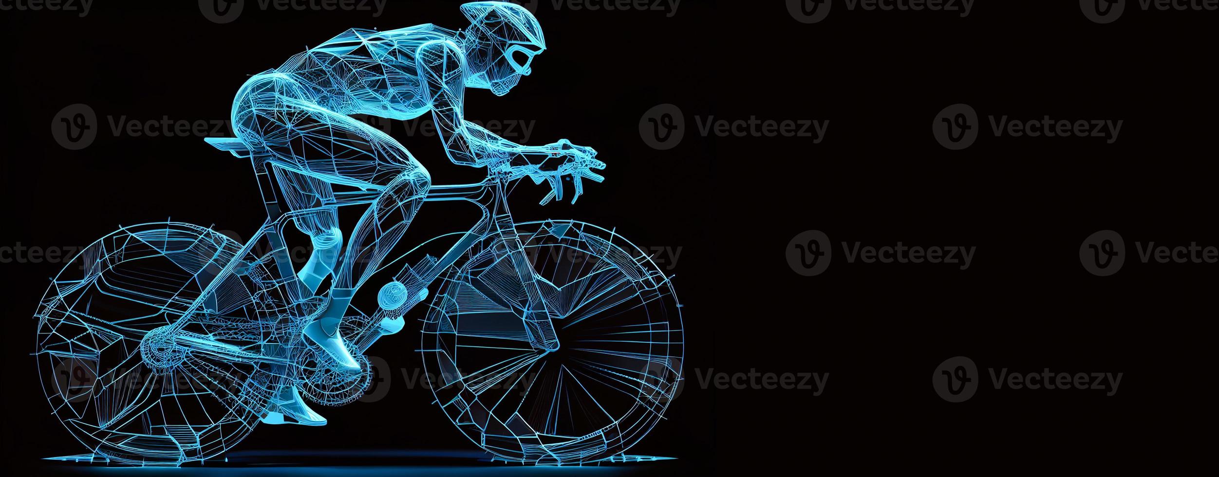 Fachmann Radfahrer beteiligt im ein Fahrrad Wettrennen. Kunstwerk im das Stil von Farbe Schlaganfälle ai foto