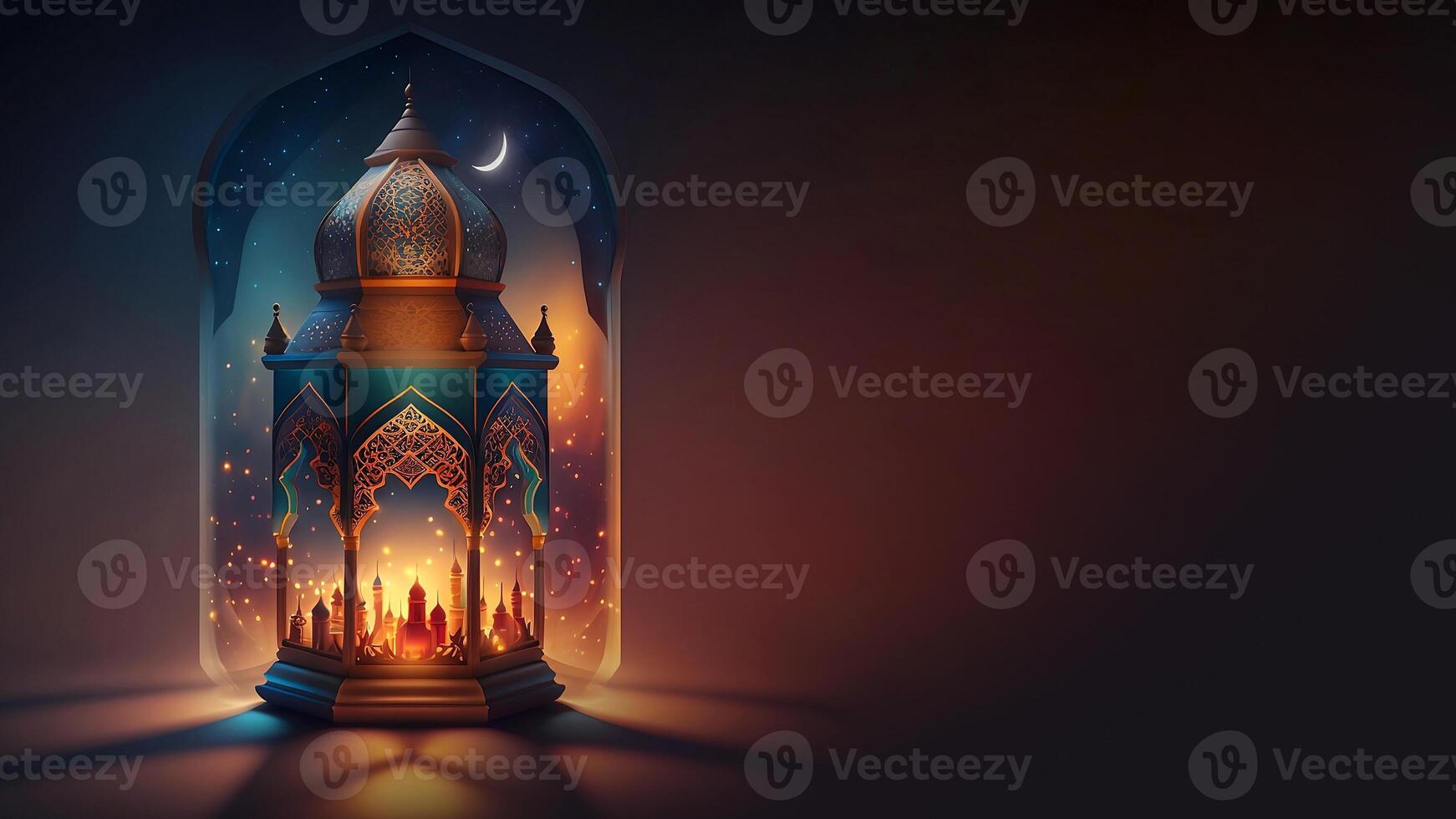 ai generiert Ramadan Moschee und Laterne foto