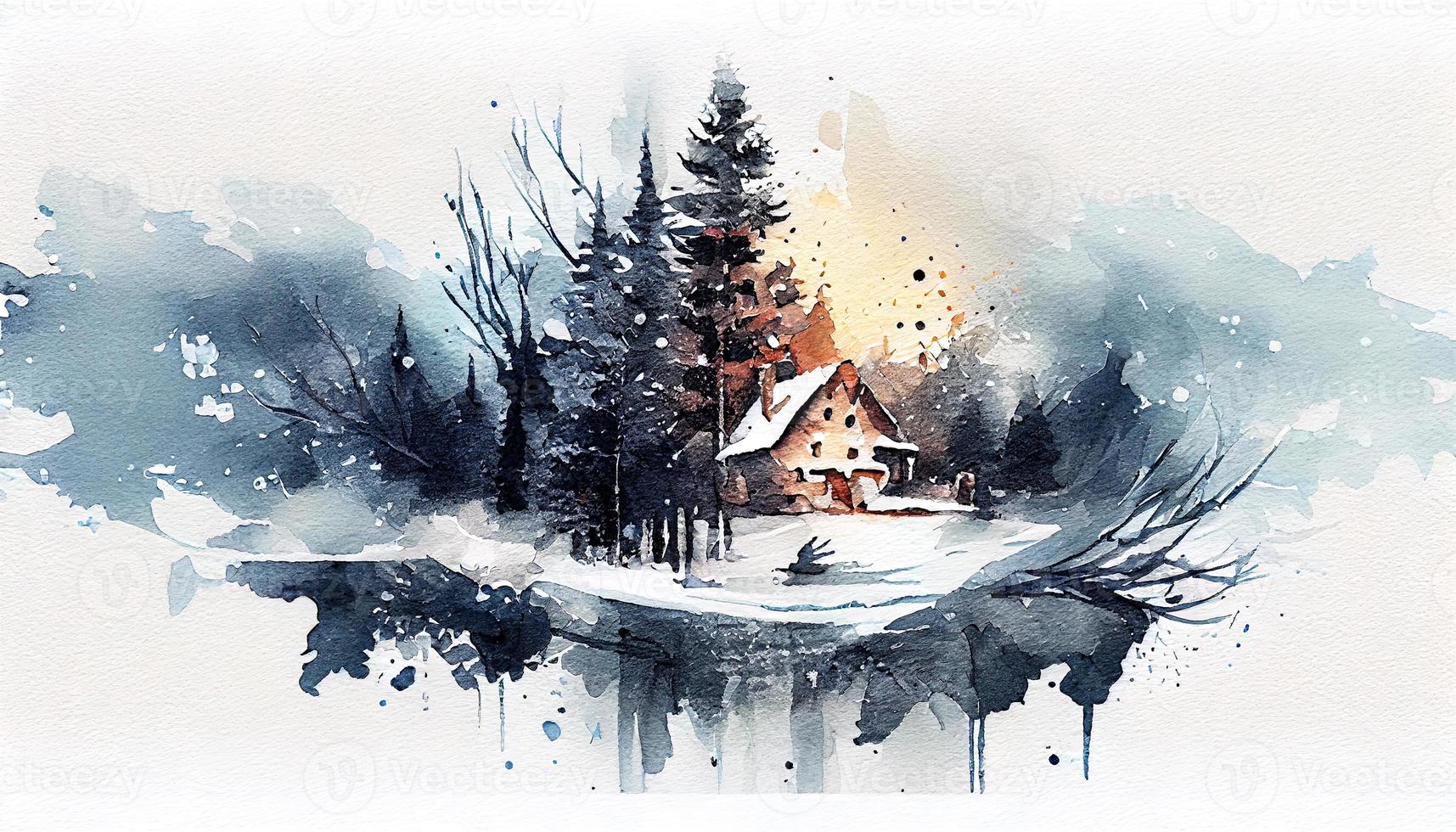 Weihnachten Urlaub Aquarell Hintergrund. ai generiert foto