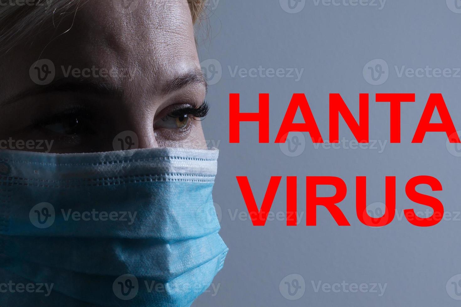 Hantavirus Wort Wolke Konzept auf grau Hintergrund foto