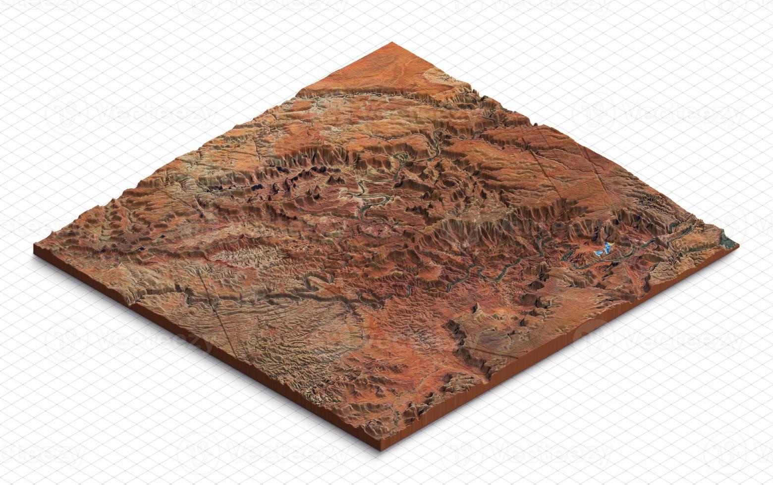 3d Modell- von Canyonlands National Park, Utah USA. isometrisch Karte virtuell Terrain 3d zum Infografik. Erdkunde und Topographie Planet Erde abgeflacht Satellit Aussicht foto