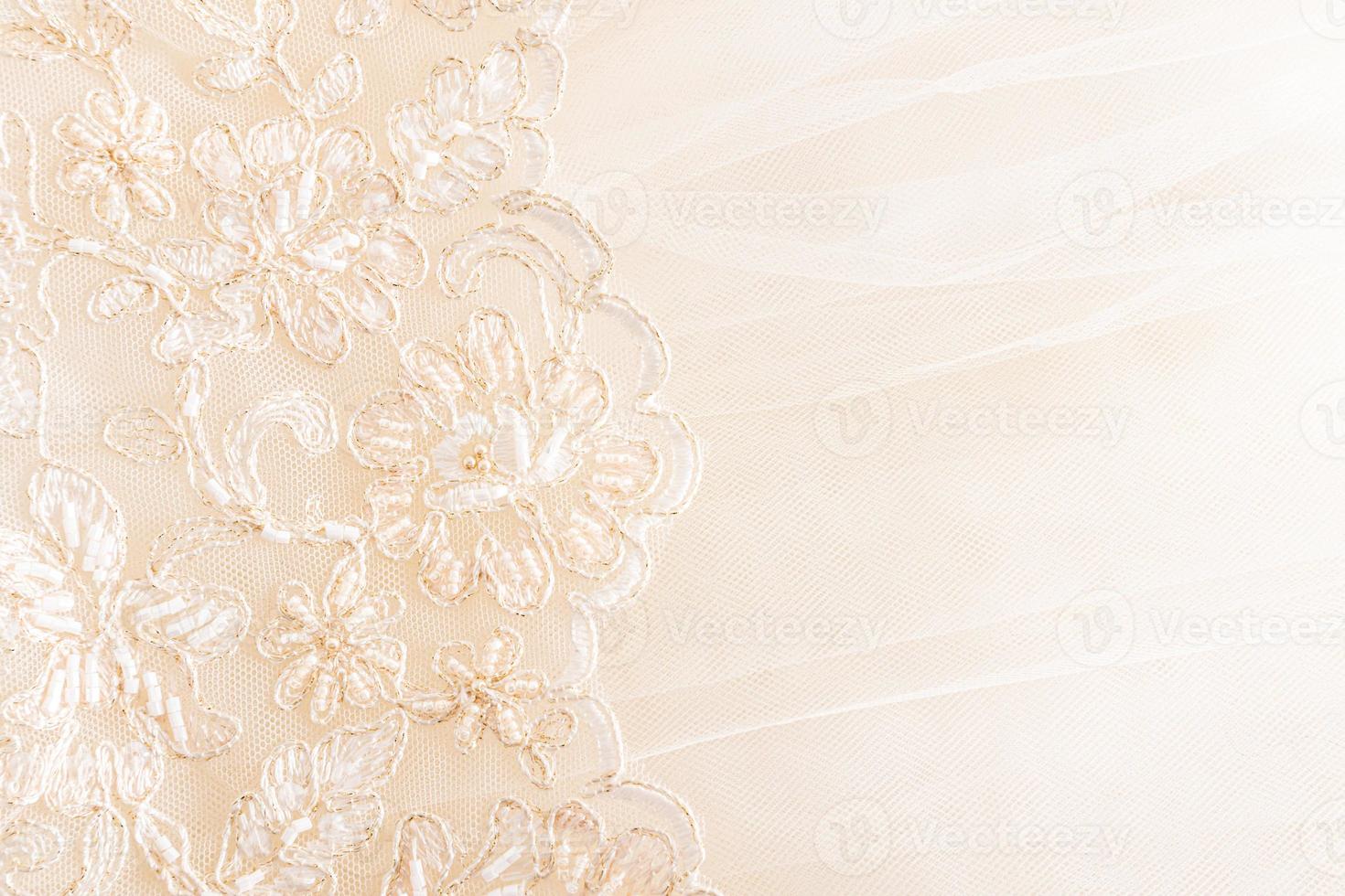 zart Pastell- Satin- Hintergrund mit schick Spitze auf das links Seite. rahmen. Grenze. Layout zum Design. Hochzeit Einladung, Foto Album.