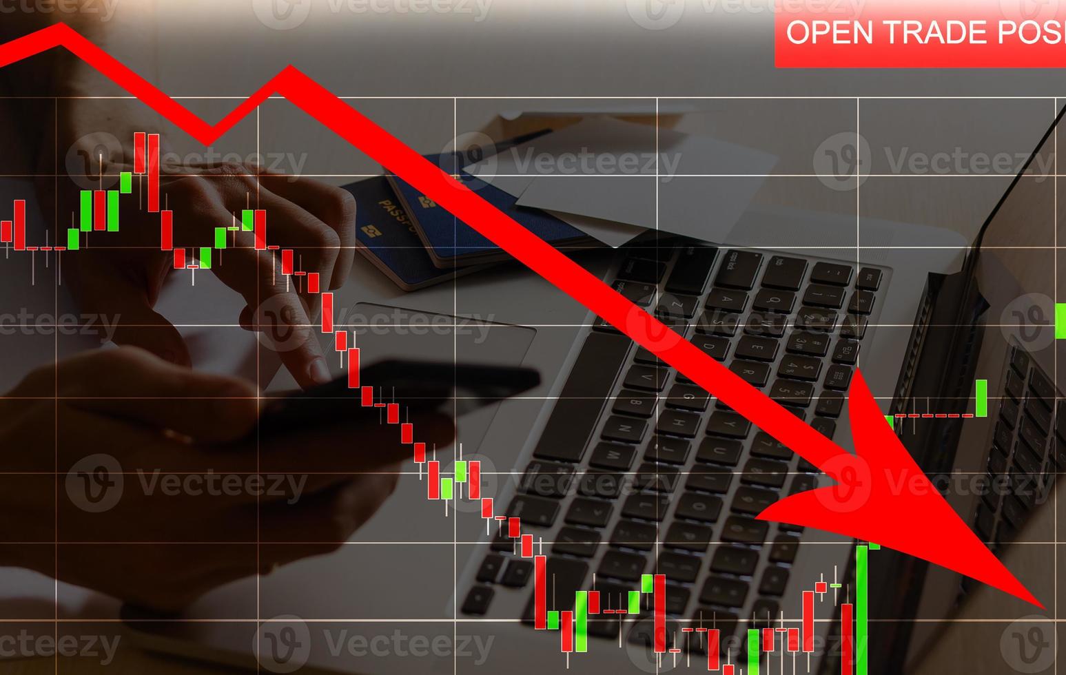 finanziell Konzept. Grafiken von finanziell Krise 2020, Kopieren Raum foto