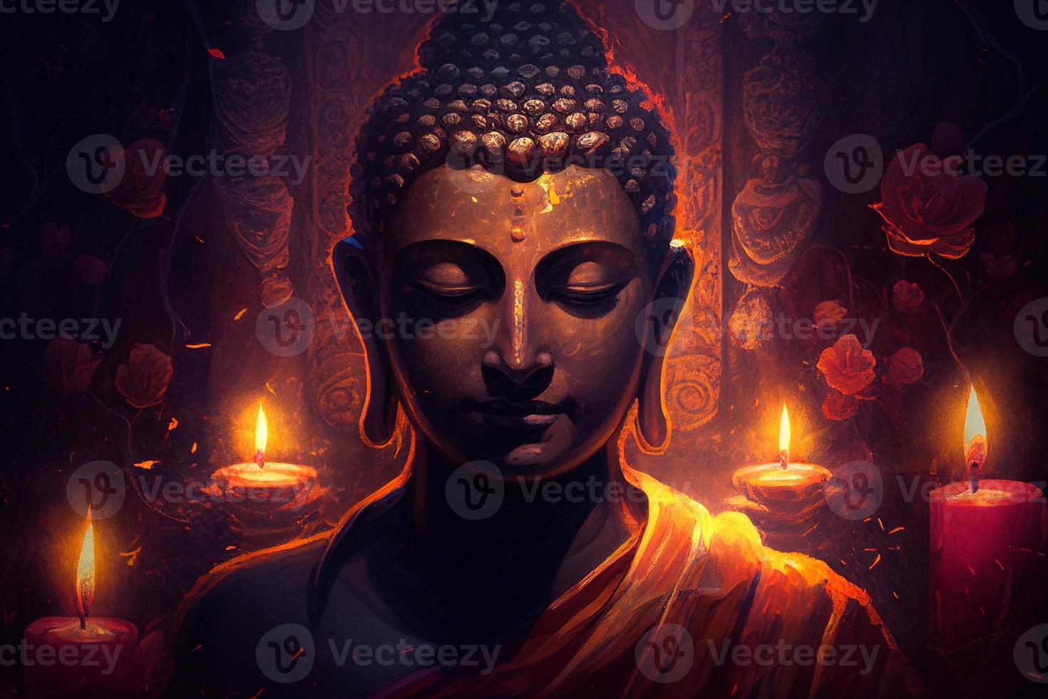 Buddha Statue realistisch. Illustration von Farben ai foto