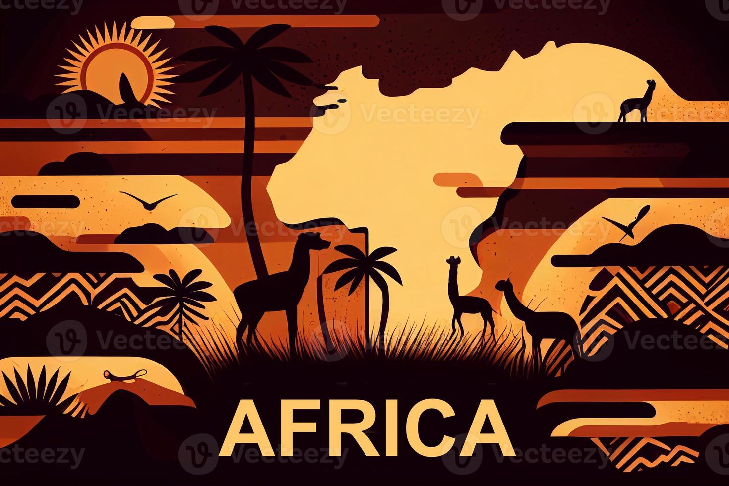 Illustration Afrika Regionen Karte mit Single afrikanisch Länder ai foto