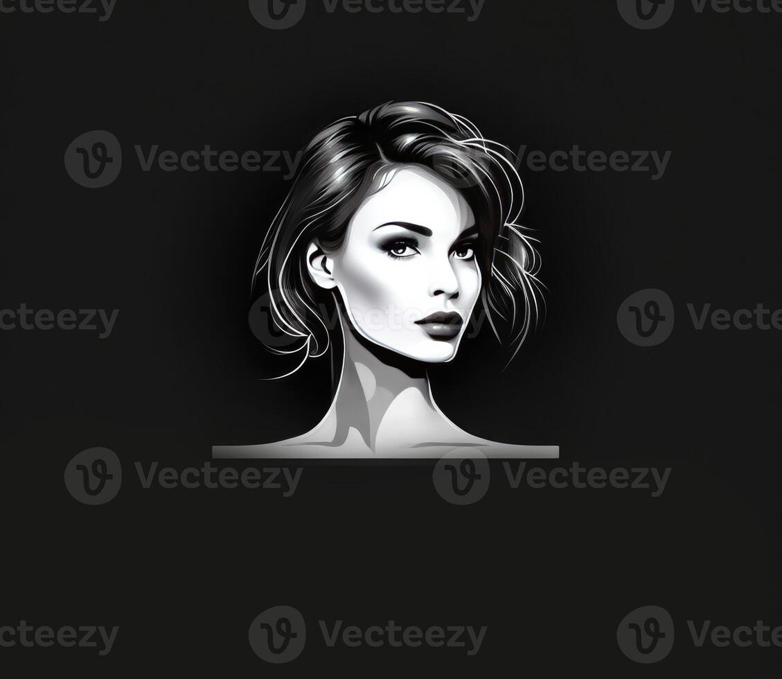 Logo zum ein online Damen Kleidung Geschäft schwarz Hintergrund generativ ai foto