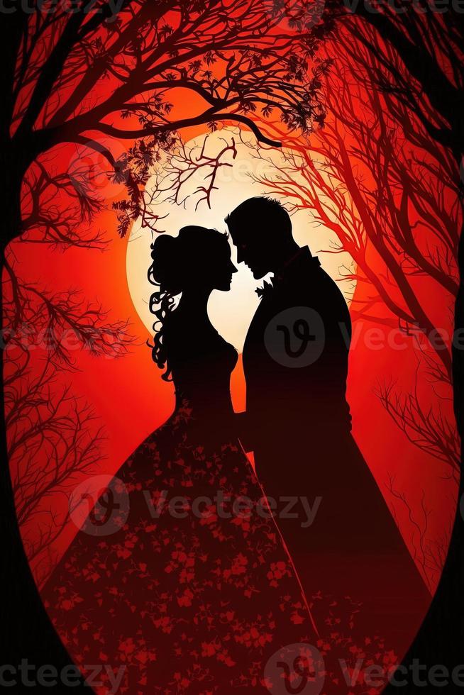 Hochzeit Paar silhoutte Sonne Beleuchtung rot foto