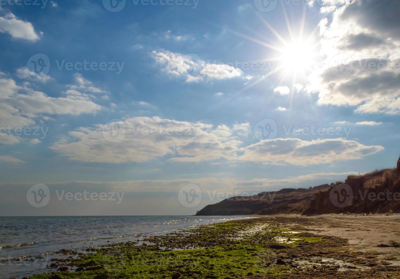 Seelandschaft mit Sonne und Seetang foto