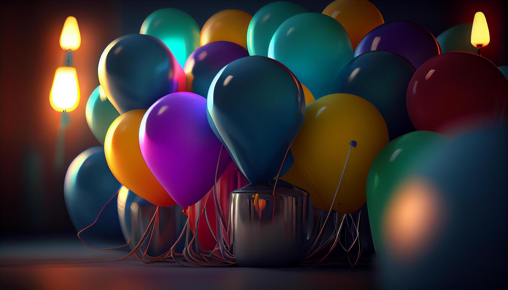 Geburtstag Party Hintergründe Luftballons Konfetti Party Gadgets ai generiert Bild foto