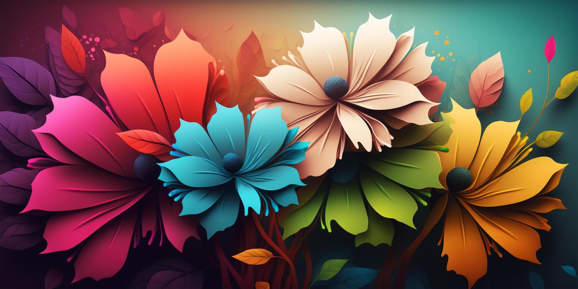 schön gemischt bunt Blumen Hintergrund. beschwingt Farben von gemischt Blumen Ornament Hintergrund. generativ ai. foto