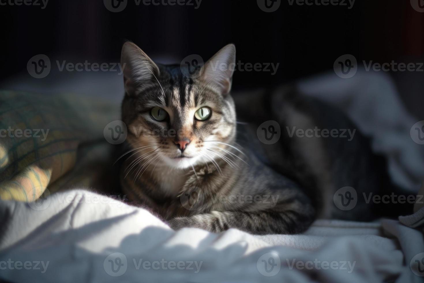Katze, Haustier auf das Bett foto