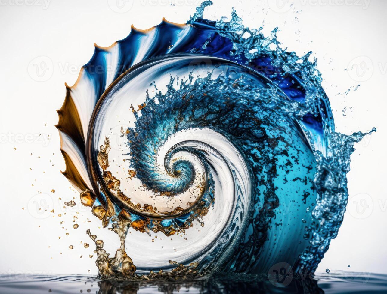 radial Spiral- Wasser Spritzen Hintergrund erstellt mit generativ ai Technologie foto