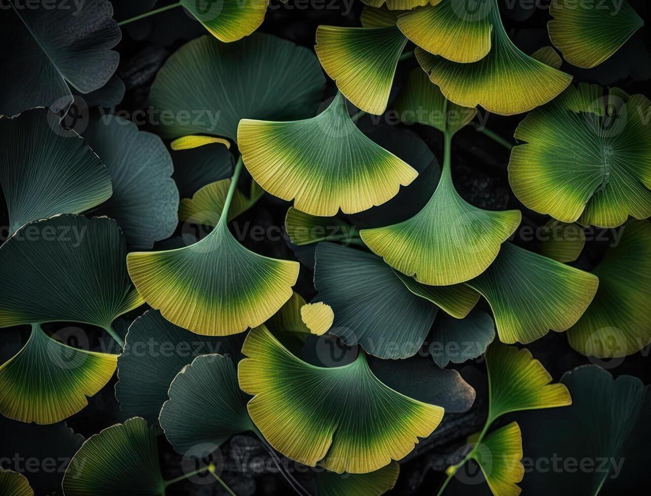 Ginkgo biloba Grün Blätter Hintergrund erstellt mit generativ ai Technologie foto