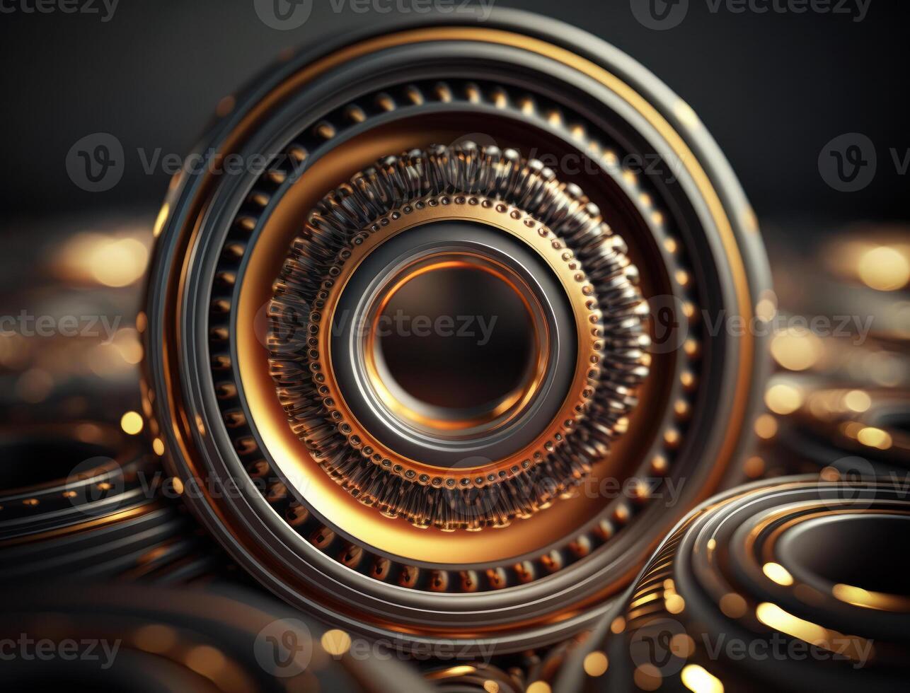 konzentrisch golden Ringe Formen abstrakt geometrisch Hintergrund erstellt mit generativ ai Technologie foto