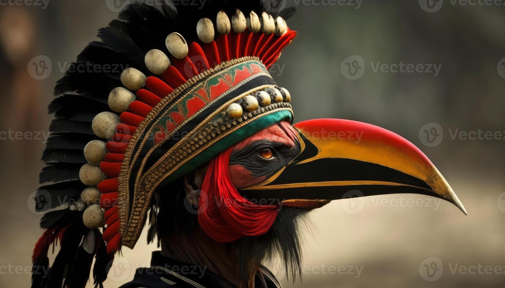 Nashornvogel Festival im Indien traditionell kulturell Bild generativ ai foto