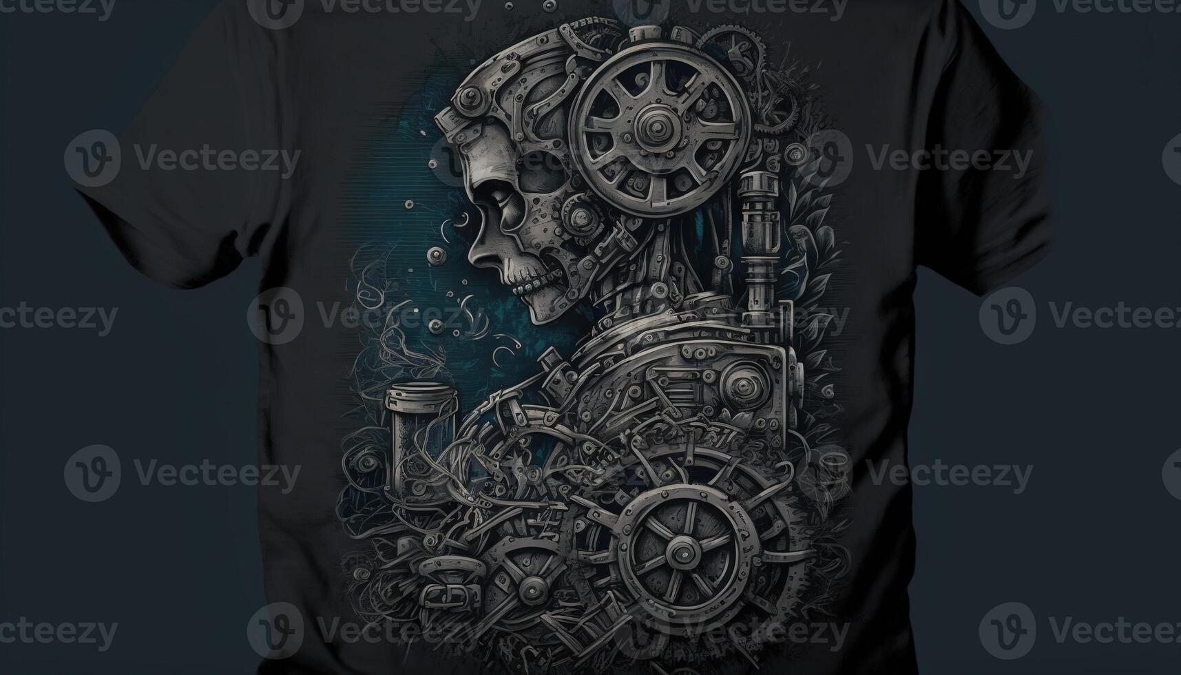 ein mechanisch Ingenieurwesen basierend schwarz T-Shirt generativ ai foto