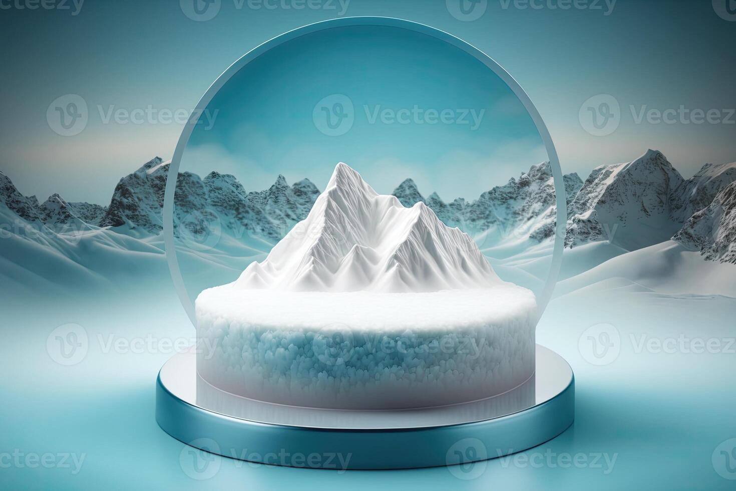Kreis Podium Plattform Produkt Vitrine cool Eis Thema gemacht mit generativ ai foto