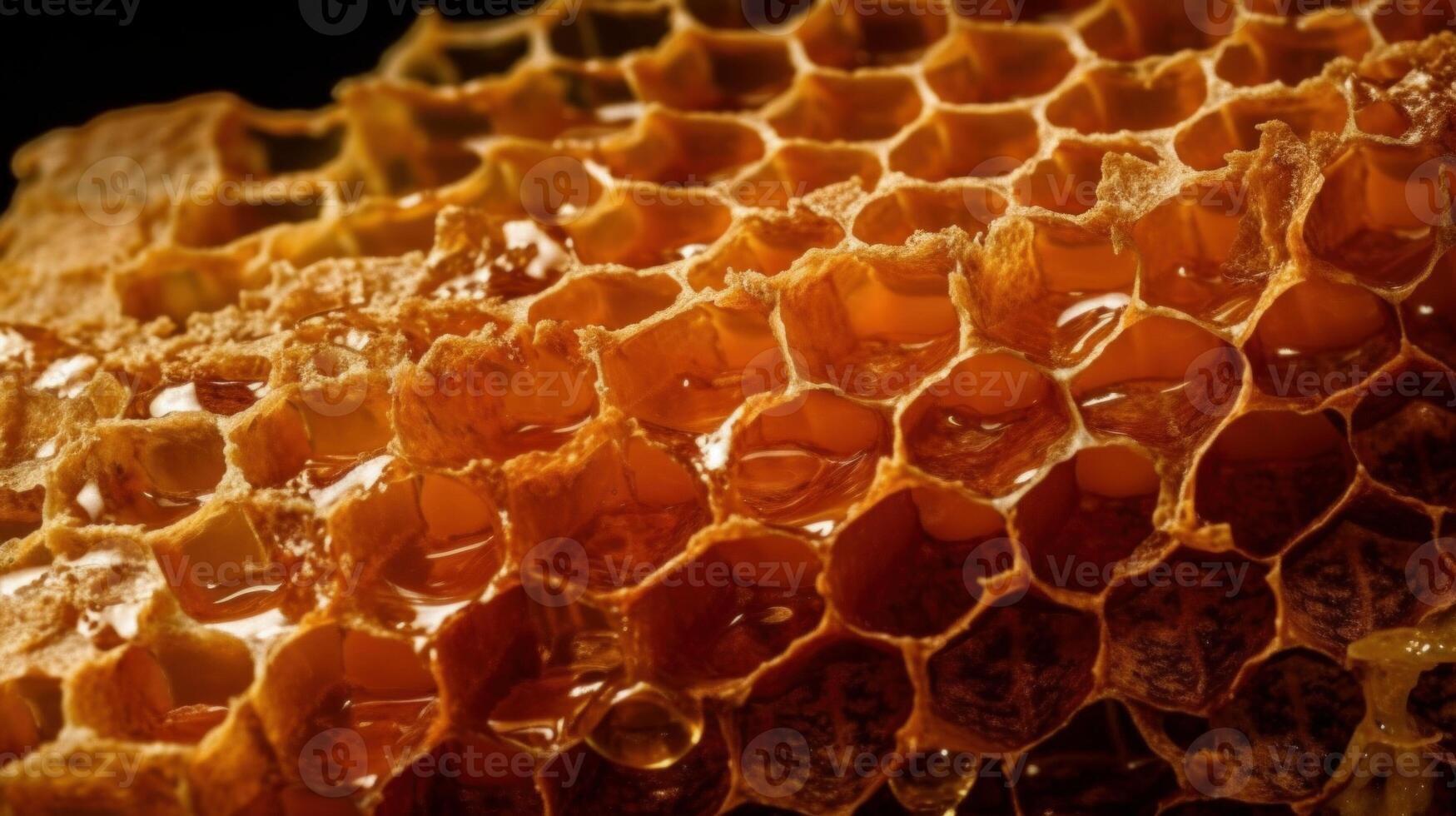 schließen oben von Bienenwabe. generativ ai foto