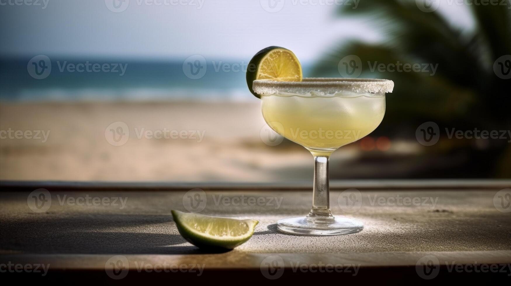 frisch Margarita auf ein tropisch Sommer- Tag. generativ ai foto
