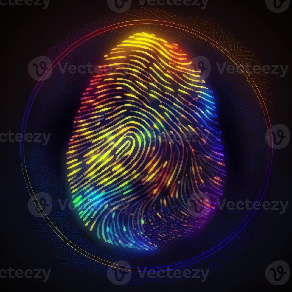 Fingerabdruck, Sicherheit Zugriff mit Biometrie Identifikation. ,Sicherheit Internet Konzept. ai generiert foto