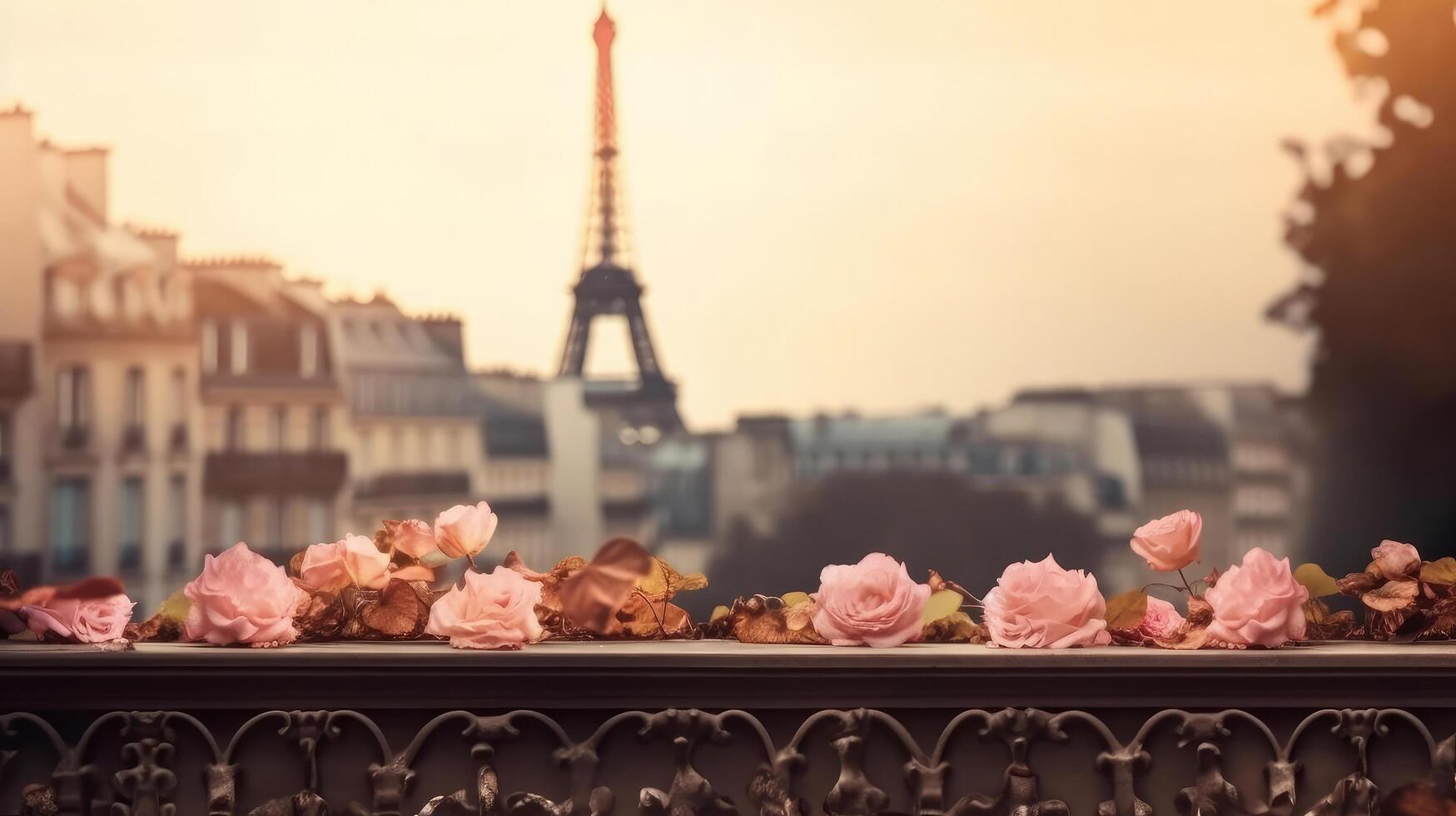 Paris romantisch Hintergrund. Illustration ai generativ foto