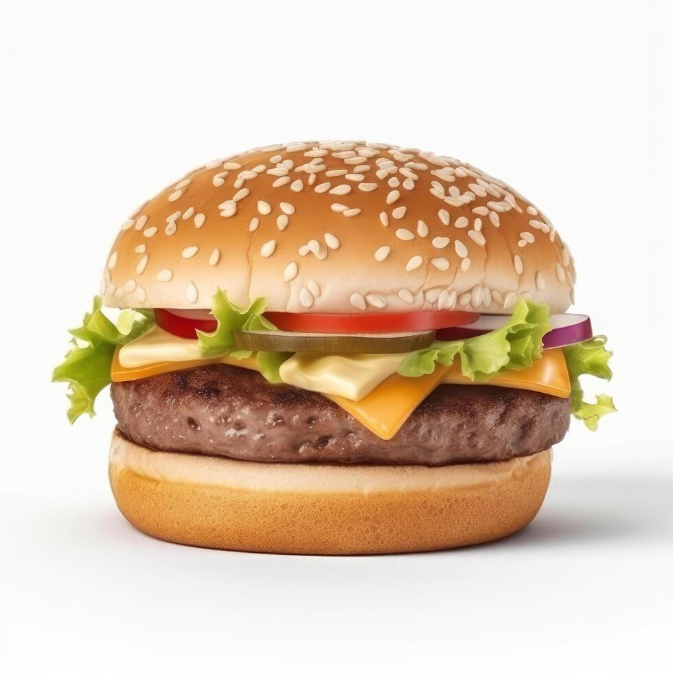 Rindfleisch Burger isoliert. Illustration ai generativ foto