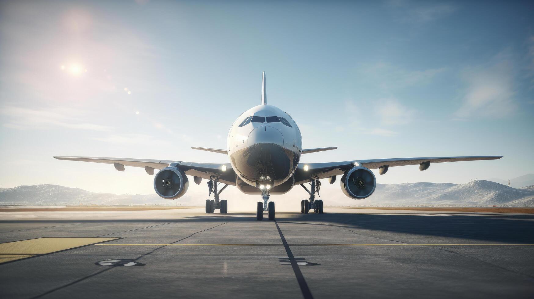 Flugzeug auf das Runway. Illustration ai generativ foto