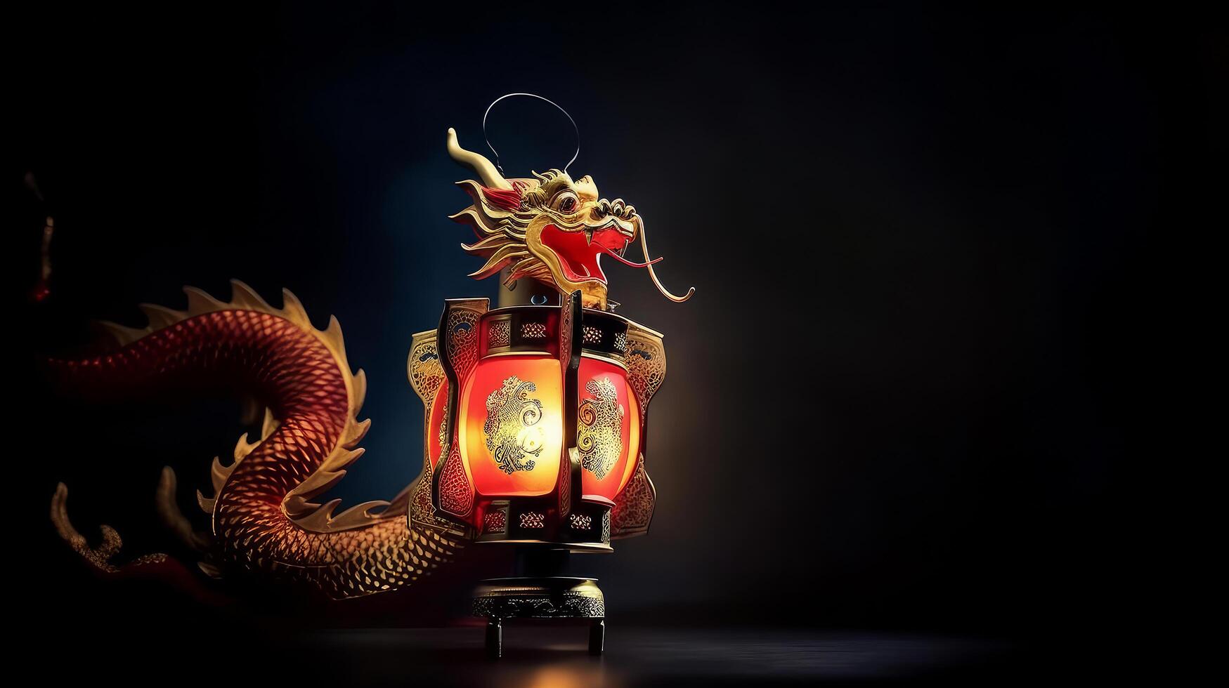 Chinesisch Neu Jahr Hintergrund mit Drachen. Illustration ai generativ foto