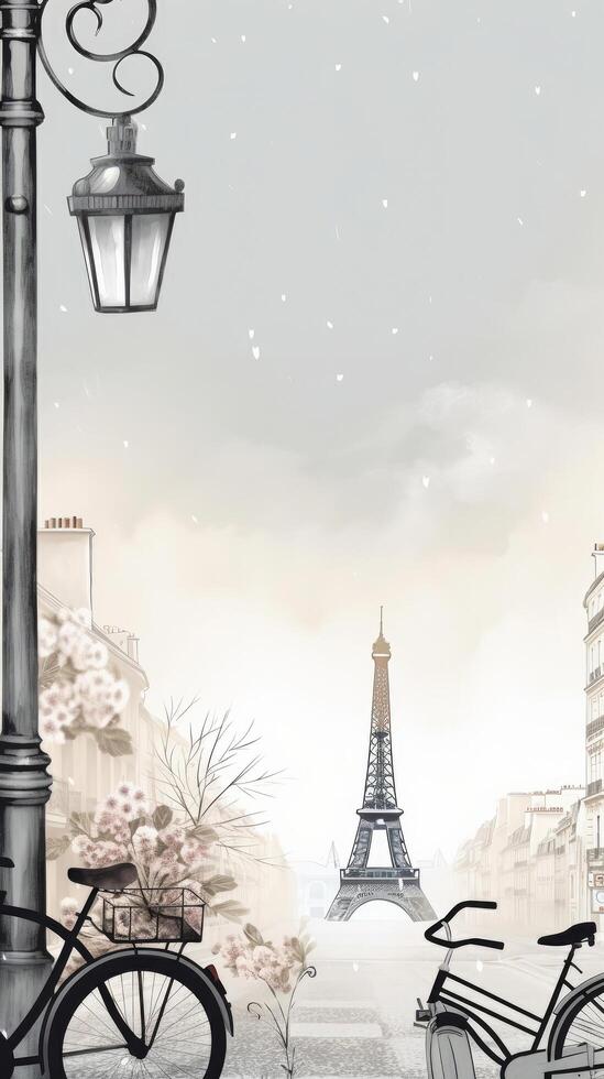 Paris romantisch Hintergrund. Illustration generativ ai foto