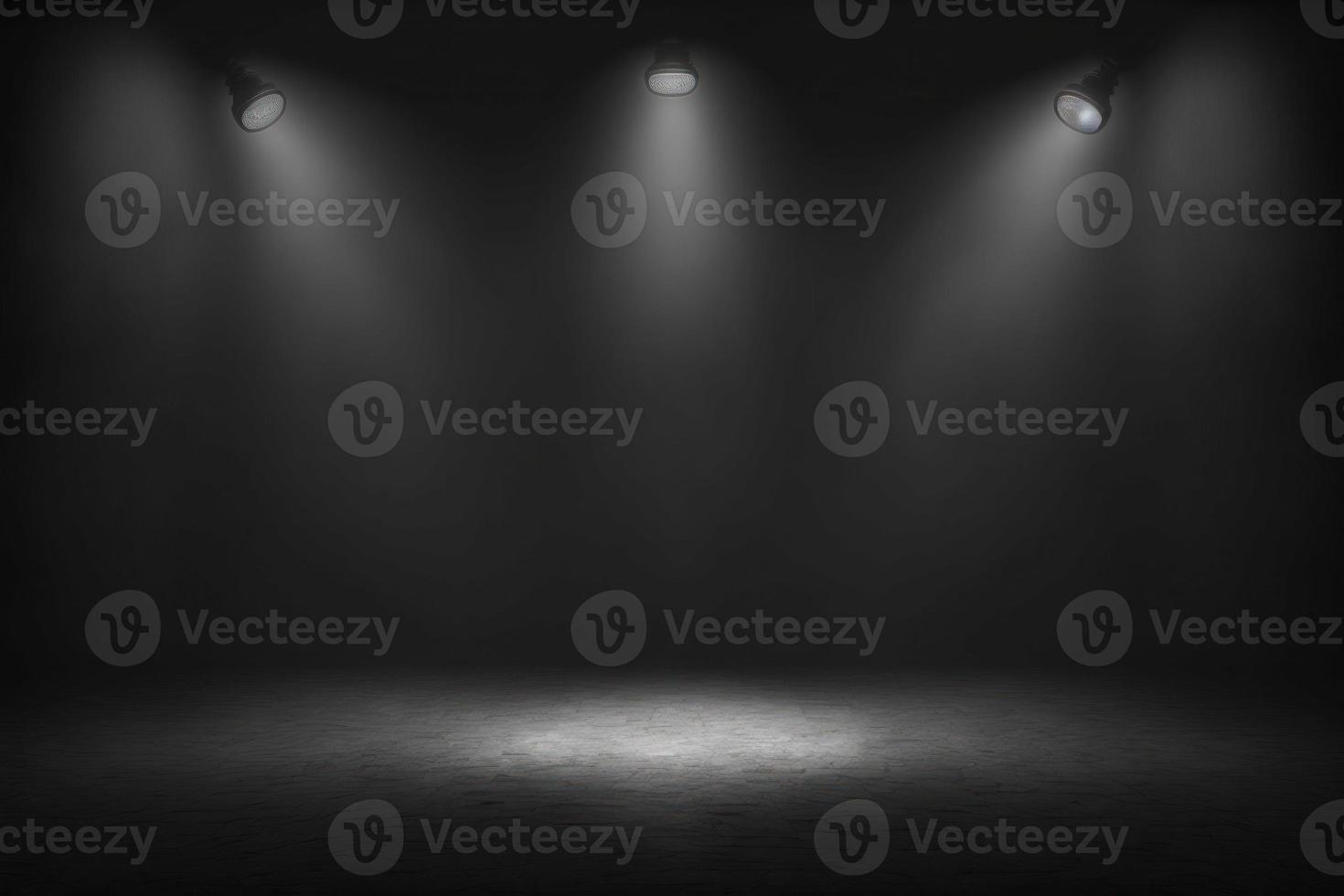 dunkel schwarz leeren Zimmer Szene mit Scheinwerfer foto