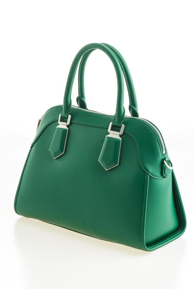 schöne Eleganz und Luxusmode grüne Handtasche foto
