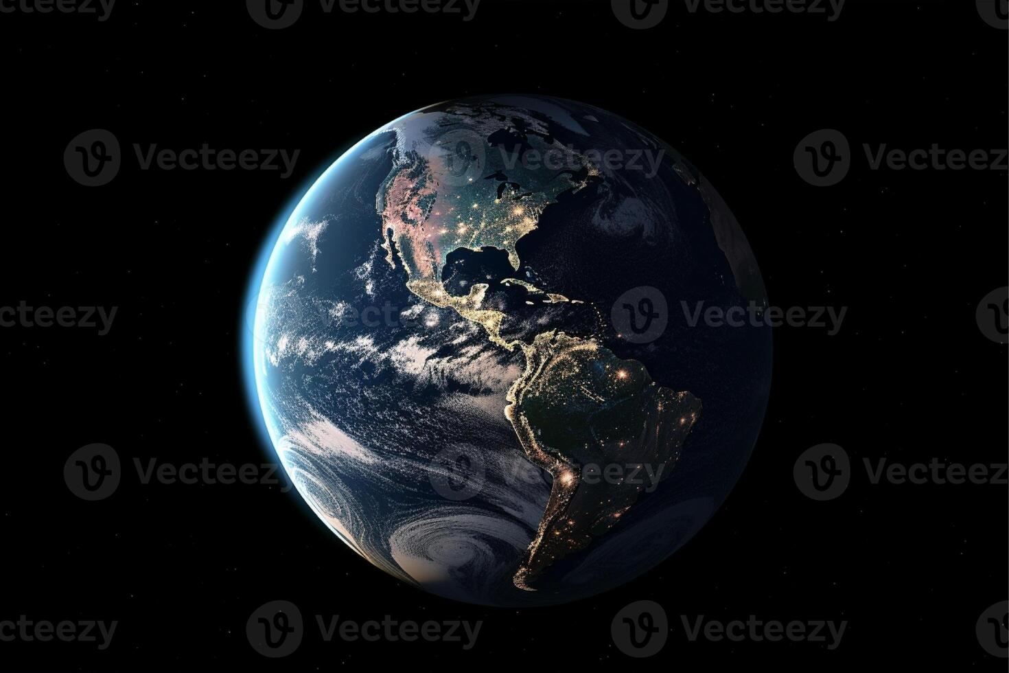ein Bild von das Erde mit das Sonne leuchtenden auf Es, Erde im Raum, Universum Hintergrund foto