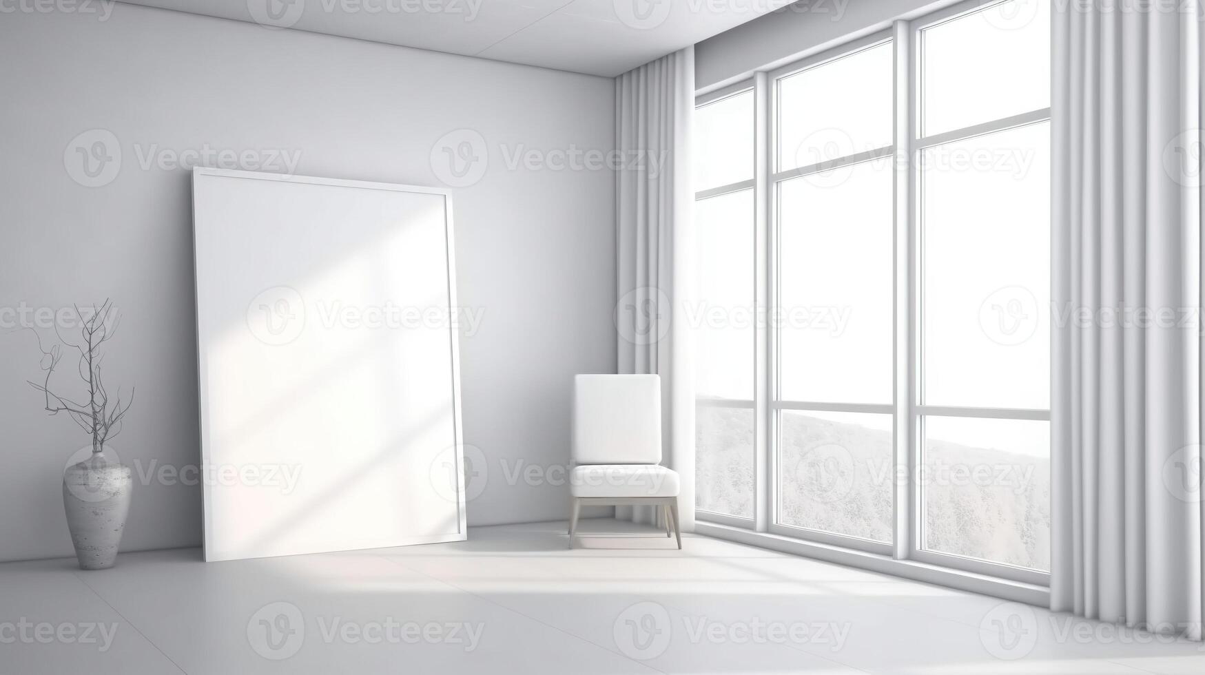 generativ ai, realistisch Weiß Poster spotten oben leer auf minimalistisch Hintergrund, Kunstwerk Vorlage foto