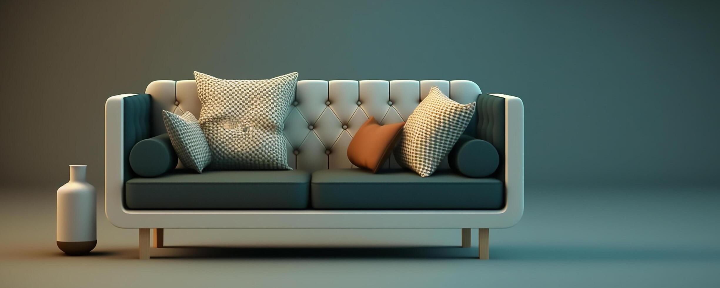 Wohnzimmer Innere mit Sofa und klar Zimmer, generativ ai foto