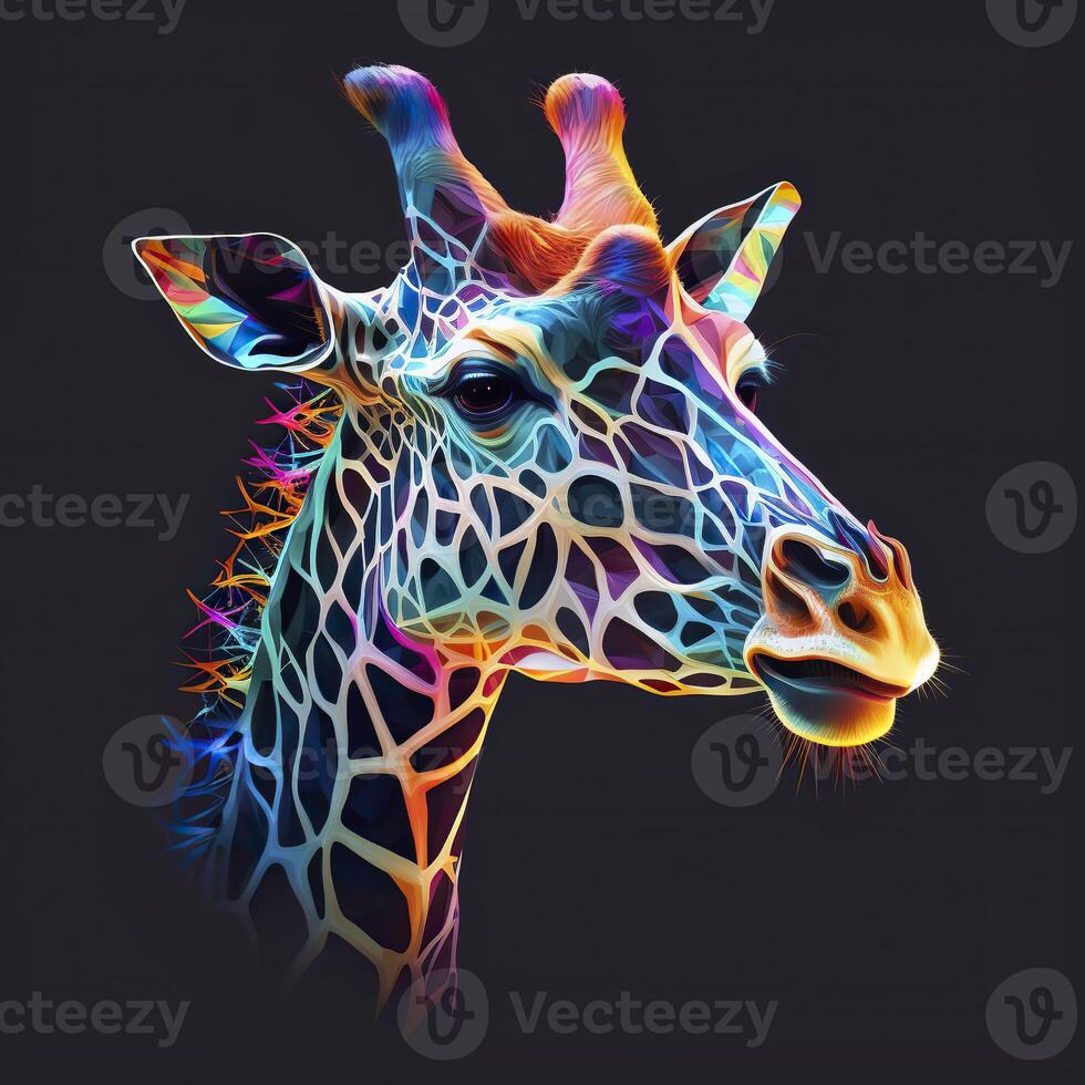 Giraffe im Neon- Farben. generativ ai. foto