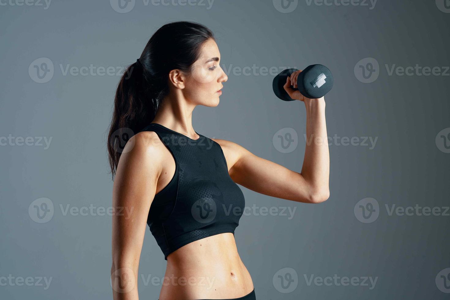 Frau schlank Zahl trainieren Übung Fitness Athlet foto