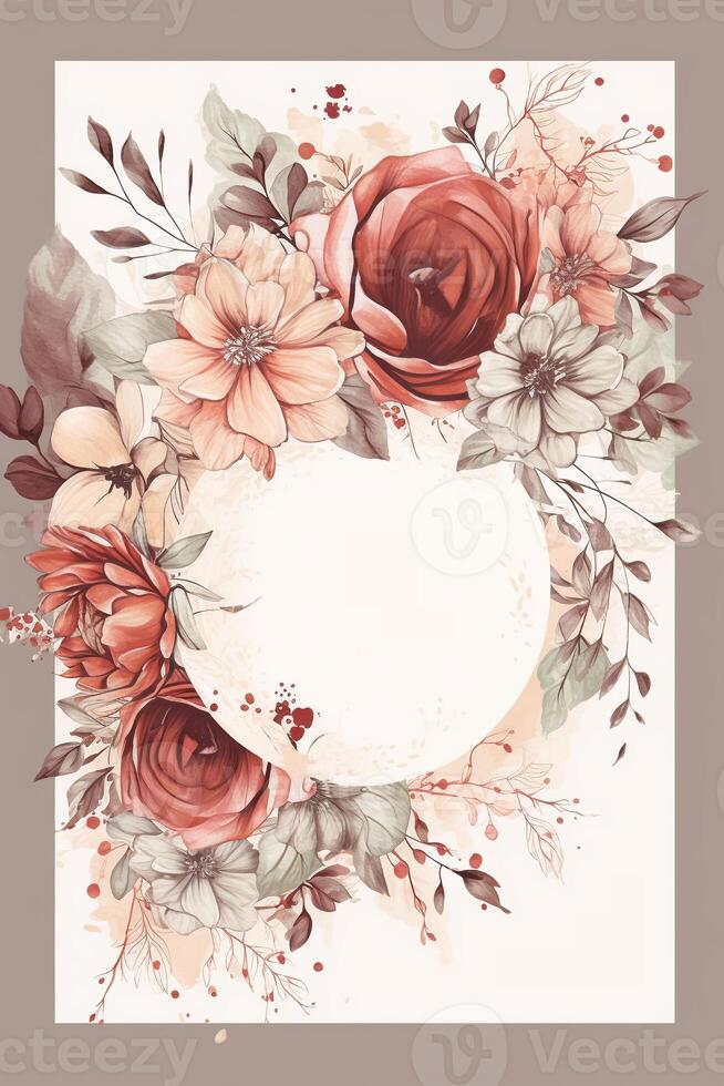 bunt einfach Blumen- Dekoration Illustration Hintergrund Vorlage, kreativ Anordnung von Natur und Blumen. gut zum Banner, Hochzeit Karte Einladung Entwurf, Geburtstag, Grüße, und Design Element. foto