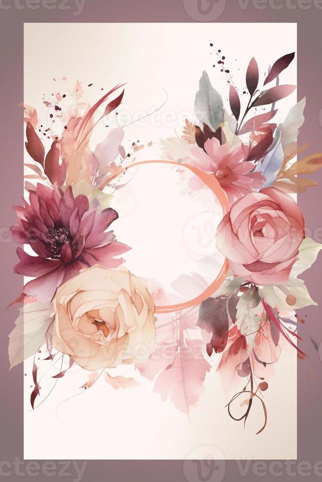 bunt einfach Blumen- Dekoration Illustration Hintergrund Vorlage, kreativ Anordnung von Natur und Blumen. gut zum Banner, Hochzeit Karte Einladung Entwurf, Geburtstag, Grüße, und Design Element. foto